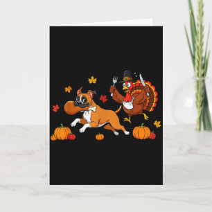 Lustiger Boxerhund Truthahn Herbst Thanksgiving Fr Karte