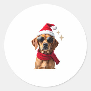 Lustiger Boxerhund Weihnachtslichter Xmas Outfit P Runder Aufkleber