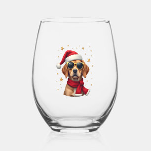 Lustiger Boxerhund Weihnachtslichter Xmas-Outfit P Weinglas Ohne Stiel