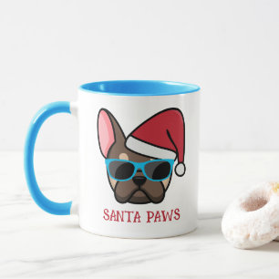 Lustiger brauner französischer Santa Pfoten Weihna Tasse