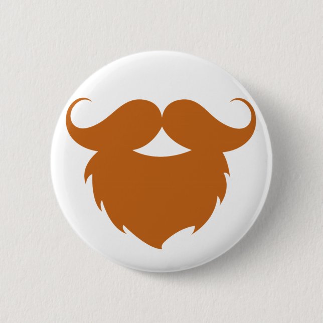 Lustiger brauner Schnurrbart Button (Vorderseite)