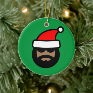 Lustiger brauner Weihnachtsmann-Weihnachtsbaumschm Keramik Ornament