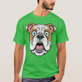 Lustiger britischer Bulldogge überraschter Gesicht T-Shirt