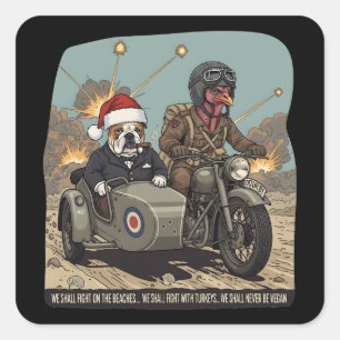 Lustiger britischer Weihnachtsthemen Quadratischer Aufkleber