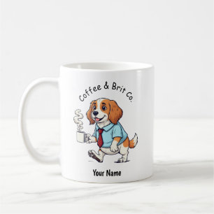 Lustiger Brittany Spaniel Hund Geschäftsanzug Kaff Kaffeetasse