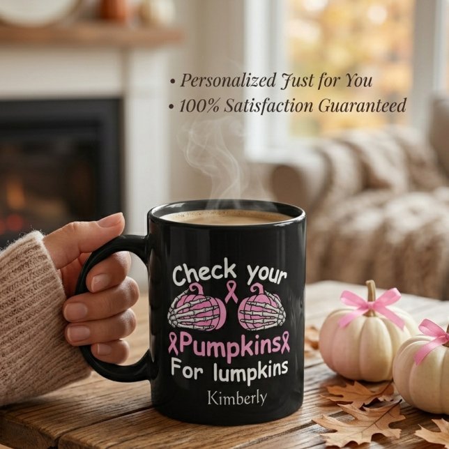 Lustiger Brustkrebs-Bewusstseins-Halloween  Kaffeetasse (Von Creator hochgeladen)