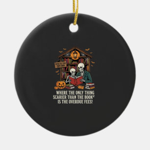 Lustiger Bücherliebhaber Halloween-Skelett-Bibliot Keramik Ornament
