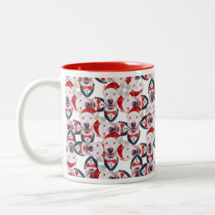 Lustiger Bull Terrier Weihnachtsaufdruck Zweifarbige Tasse