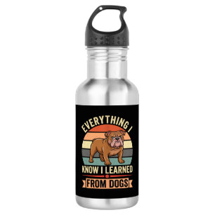 Lustiger Bulldogge Alles, was ich von Hunden geler Edelstahlflasche