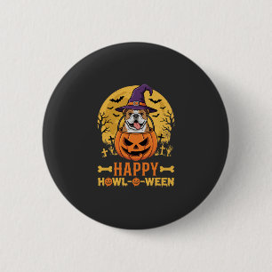 Lustiger Bulldogge Halloween Frohes Howl-O-Ween Vi Button