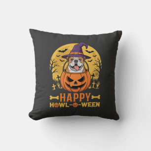 Lustiger Bulldogge Halloween Frohes Howl-O-Ween Vi Kissen