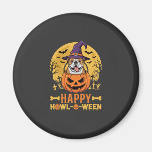 Lustiger Bulldogge Halloween Frohes Howl-O-Ween Vi Magnet