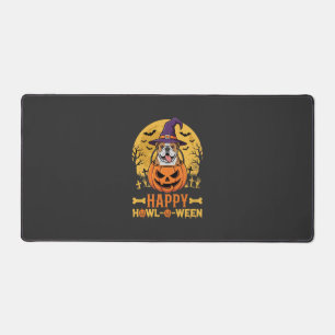 Lustiger Bulldogge Halloween Frohes Howl-O-Ween Vi Schreibtischunterlage