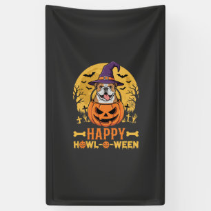 Lustiger Bulldogge Halloween Happy Howl-O-Ween Vin Banner