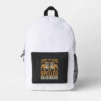 Lustiger Bulldogge Hund Ist Gott Rückwärts Geschri Bedruckter Rucksack