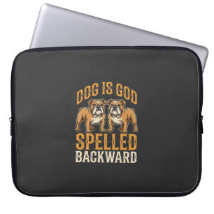 Lustiger Bulldogge Hund Ist Gott Rückwärts Geschri Laptopschutzhülle