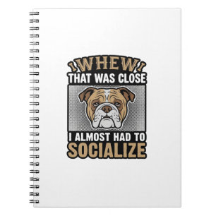Lustiger Bulldogge Sozialisieren Vintage-Vektor-Sh Notizblock