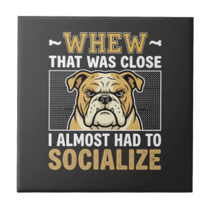 Lustiger Bulldogge sozialisiert Hund Fliese