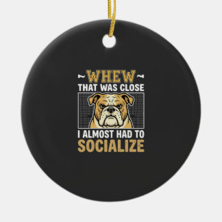 Lustiger Bulldogge sozialisiert Hund Keramik Ornament