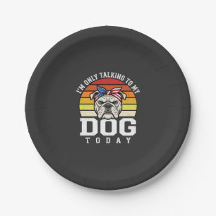 Lustiger Bulldoggen-Hundefreund Retro-Zitat Pappteller