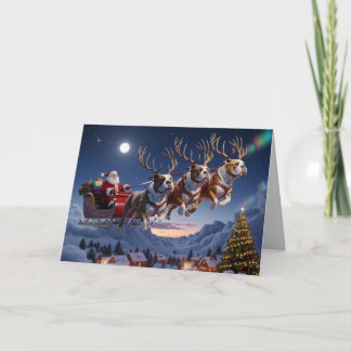 Lustiger Bulldoggen-Weihnachtsurlaub Karte