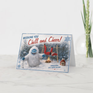 Lustiger Bumble-Yeti und Elf am Weihnachtsgrill Dankeskarte