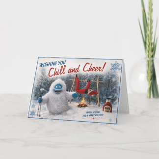 Lustiger Bumble Yeti und Elf-Röstung Weihnachten Dankeskarte
