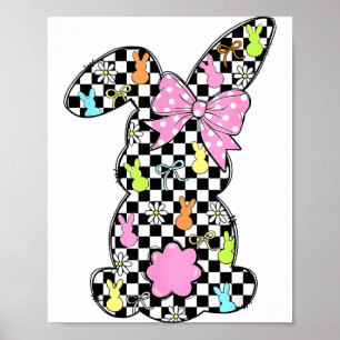 Lustiger Bunny Kaninchen Eier Frohe Ostern Kariert Poster