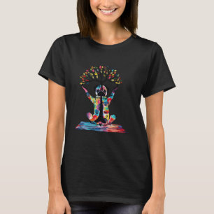 Lustiger Bunter Baum Hund Yoga - Bulldog Liebhaber T-Shirt