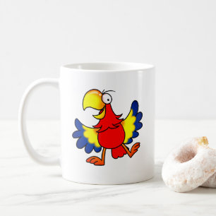Lustiger Bunter Cartoon Papagei Vogel Kaffeetasse