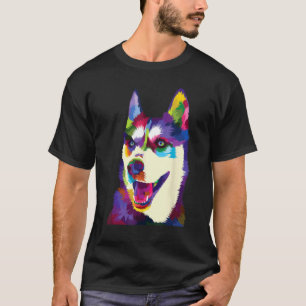 Lustiger Bunter Hund Regenbogen Sibirischer Husky T-Shirt