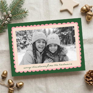 Lustiger Bunter Kammmuschelrahmen Weihnachtsfoto Feiertagskarte