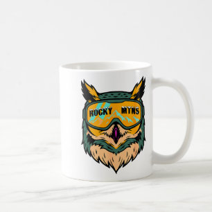 Lustiger bunter Uhu mit Skibrille Winter Espe Kaffeetasse