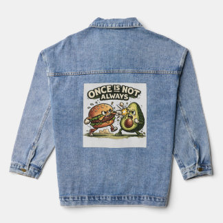 Lustiger Burger gegen Avocado Jeansjacke
