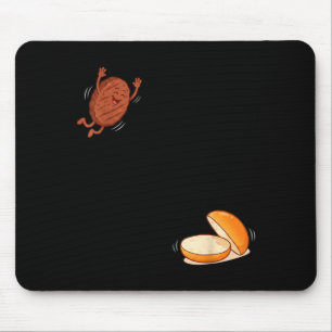 Lustiger Burger springt in Brötchen Patty BBQ Hoch Mousepad