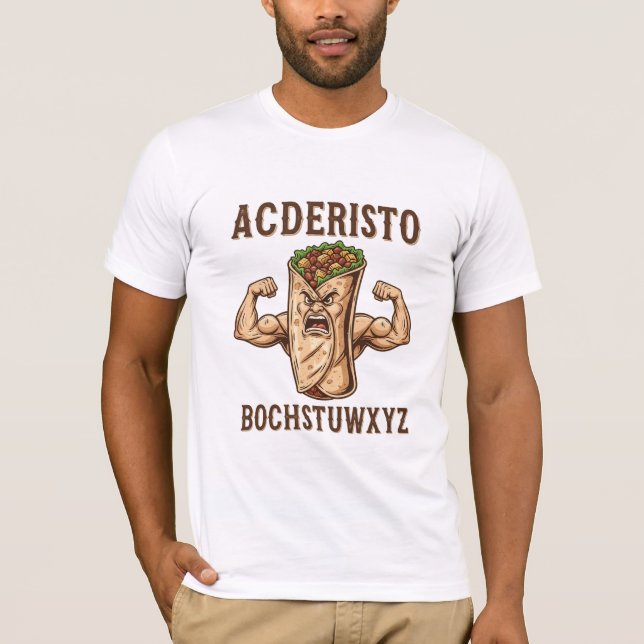 Lustiger Burrito-Gym-Design T-Shirt (Vorderseite)