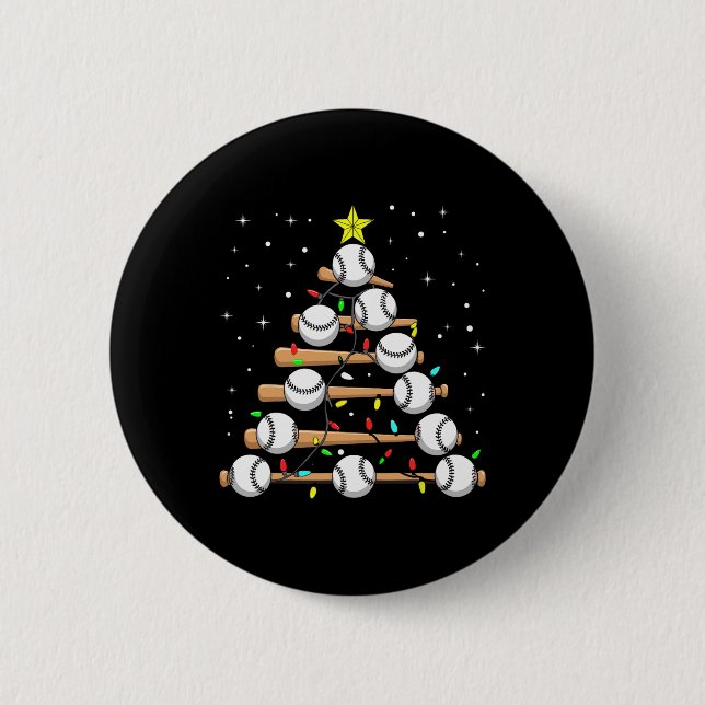 Lustiger Bysebyll-Spieler Xmas Bysebyll-Christbaum Button (Vorderseite)