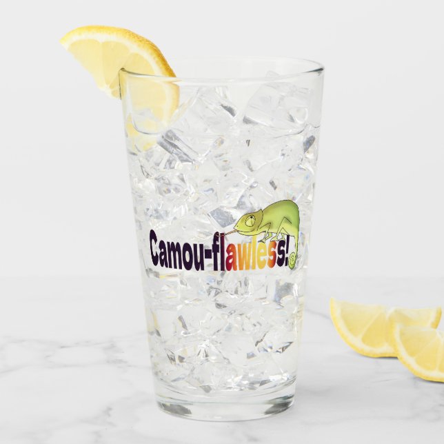 Lustiger Camou-Flawless-Chamäleon-Wortwitz Glas (Vorderseite Ice)