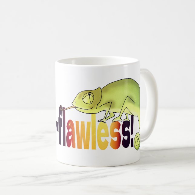 Lustiger Camou-Flawless-Chamäleon-Wortwitz Kaffeetasse (VorderseiteRechts)