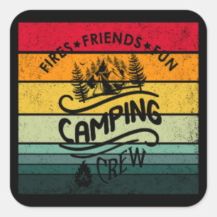 Lustiger Camping-Crew-Slogan, lustige Camper-Freun Quadratischer Aufkleber