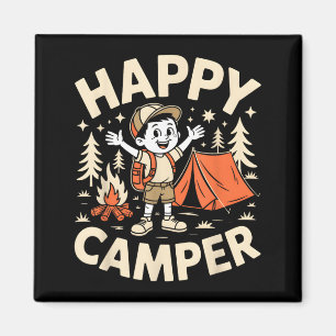 Lustiger Camping Glücklicher Camper-Witz Kinder Magnet