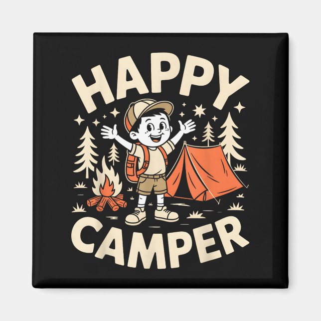 Lustiger Camping Glücklicher Camper-Witz Kinder Magnet (Vorne)