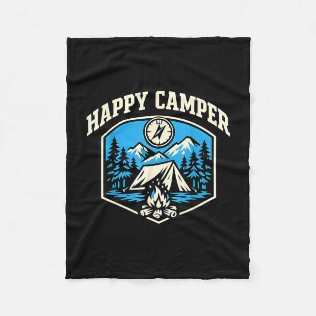 Lustiger Camping-Wanderer glücklicher Camper  Fleecedecke (Vorderseite)