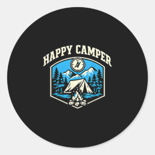 Lustiger Camping-Wanderer glücklicher Camper  Runder Aufkleber