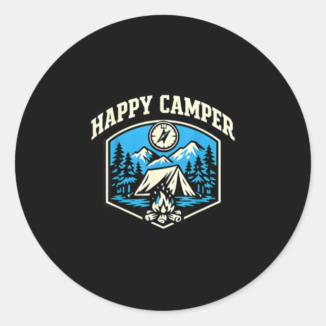 Lustiger Camping-Wanderer glücklicher Camper  Runder Aufkleber (Vorderseite)