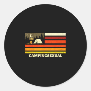 Lustiger Campingliebhaber Retro-Flagge Lagerfeuer Runder Aufkleber