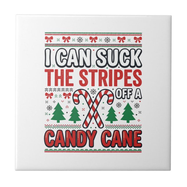Lustiger Candy Cane Weihnachtspullover Fliese (Vorderseite)
