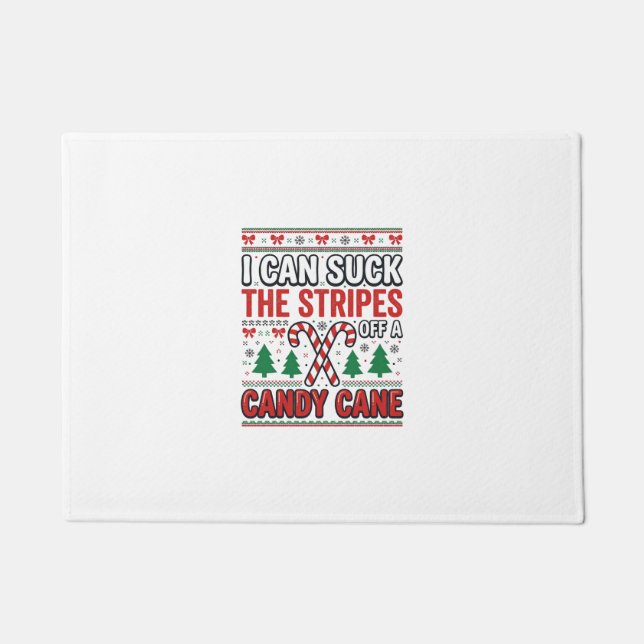 Lustiger Candy Cane Weihnachtspullover Fußmatte (Vorderseite)