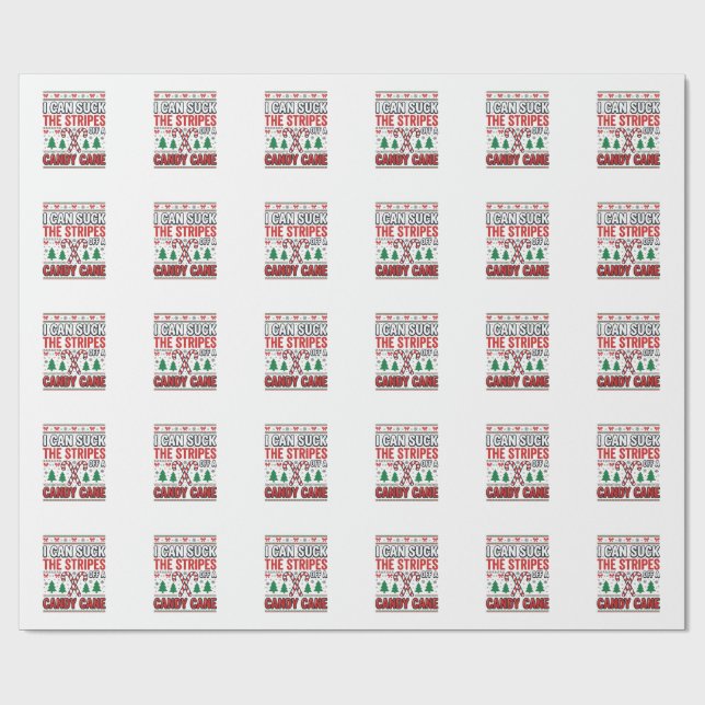 Lustiger Candy Cane Weihnachtspullover Geschenkpapier (Flach)