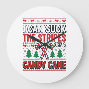 Lustiger Candy Cane Weihnachtspullover Große Wanduhr